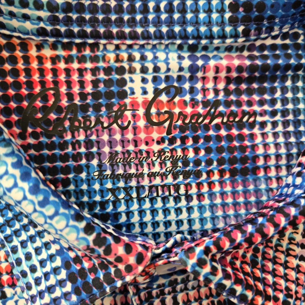 Robert Graham Golf Polo Shirt 2XL Geometric Pattern. Multicolor - Picture 7 of 13